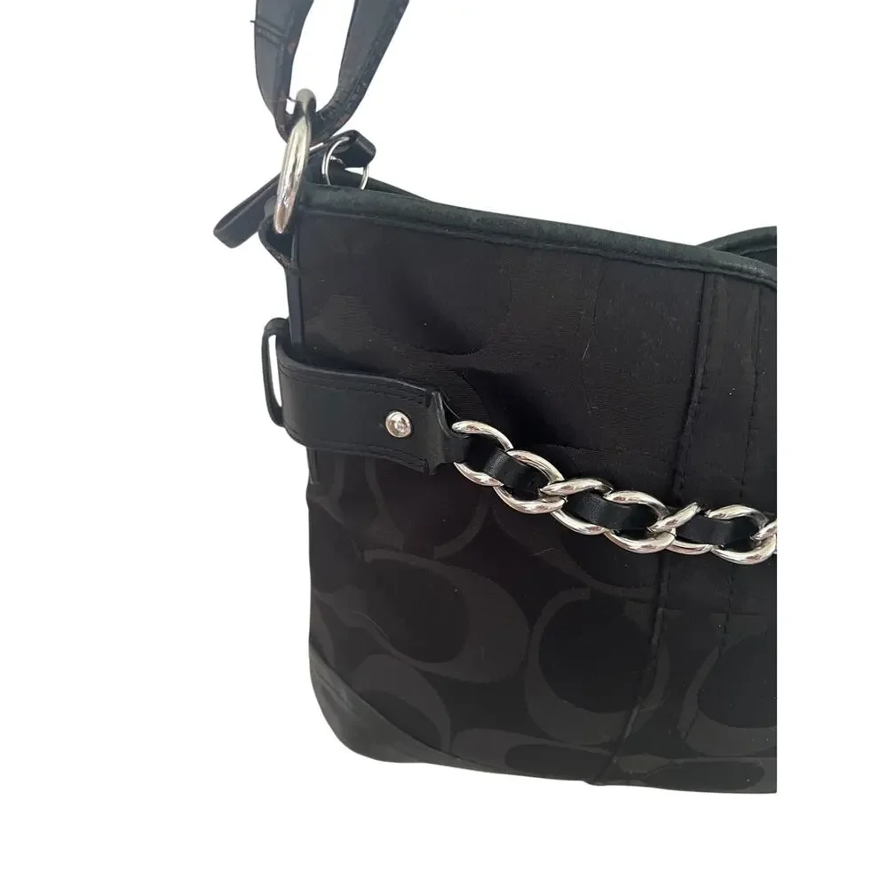 Coach Vintage Y2K Signature Optic Chain Shoulder Bag F19730 Black - Picture 4 of 14